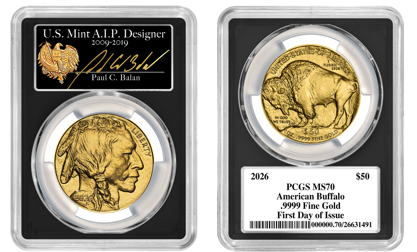 2026 RARE Paul C. Balan (Signed) MS70 $50 Gold Buffalo FDOI Black Label Signature Series