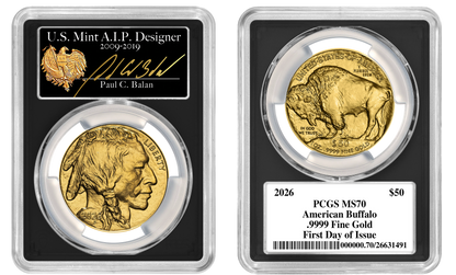 2026 RARE Paul C. Balan (Signed) MS70 $50 Gold Buffalo FDOI Black Label Signature Series