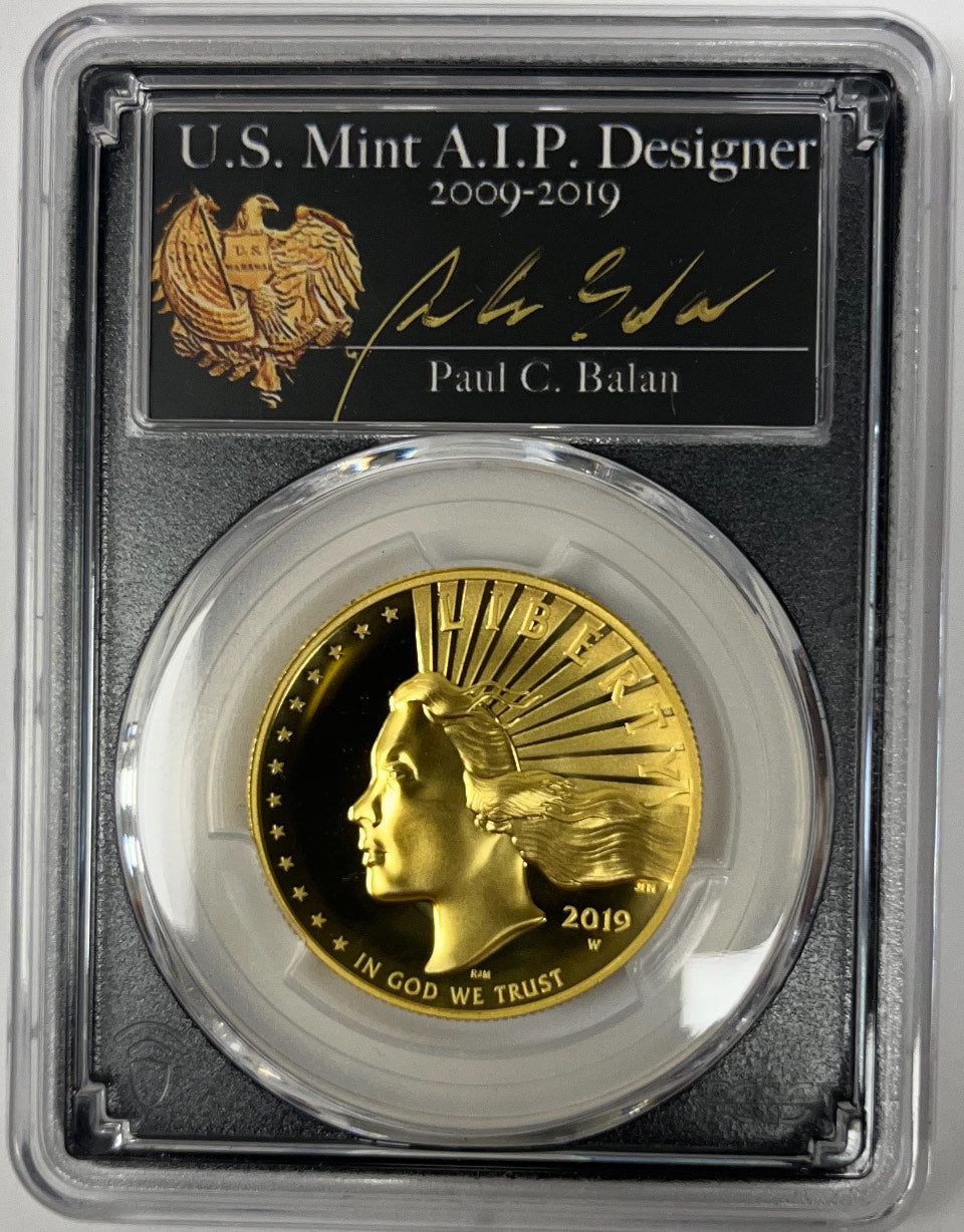 2019-W RARE Paul C. Balan (Signed) SP70 PL $100 Gold High Relief WP Mint Hoard Enhanced Signature Series