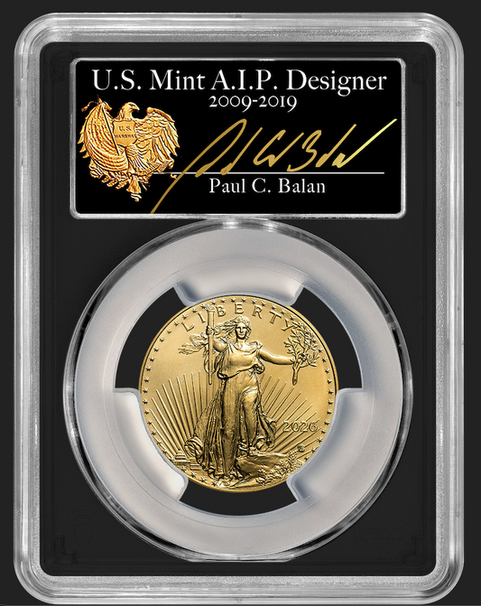 2026 RARE Paul C. Balan (Signed) MS70 $25 Gold Eagle FDOI Black Label Signature Series