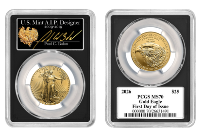 2026 RARE Paul C. Balan (Signed) MS70 $25 Gold Eagle FDOI Black Label Signature Series