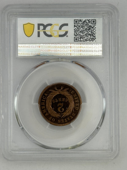 1868 2c PR-66 RD PCGS Pop 17/2 Tied 2nd Finest Known