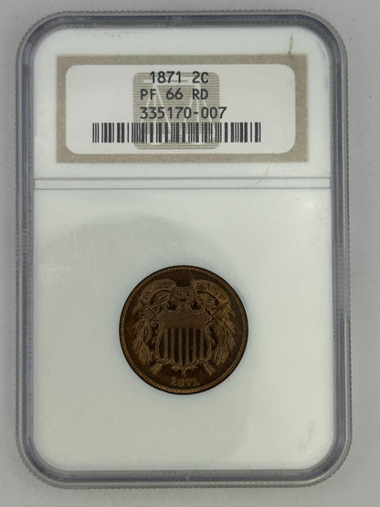 1871 2C RED PF 66 Tied 2nd Finest