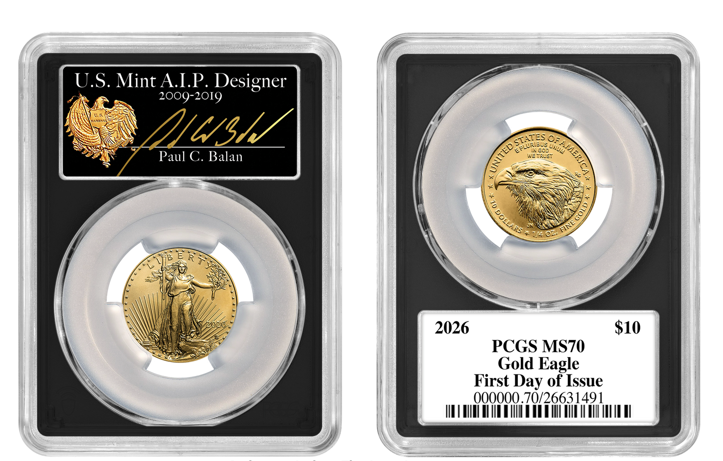 2026 RARE Paul C. Balan (Signed) MS70 $10 Gold Eagle FDOI Black Label Signature Series