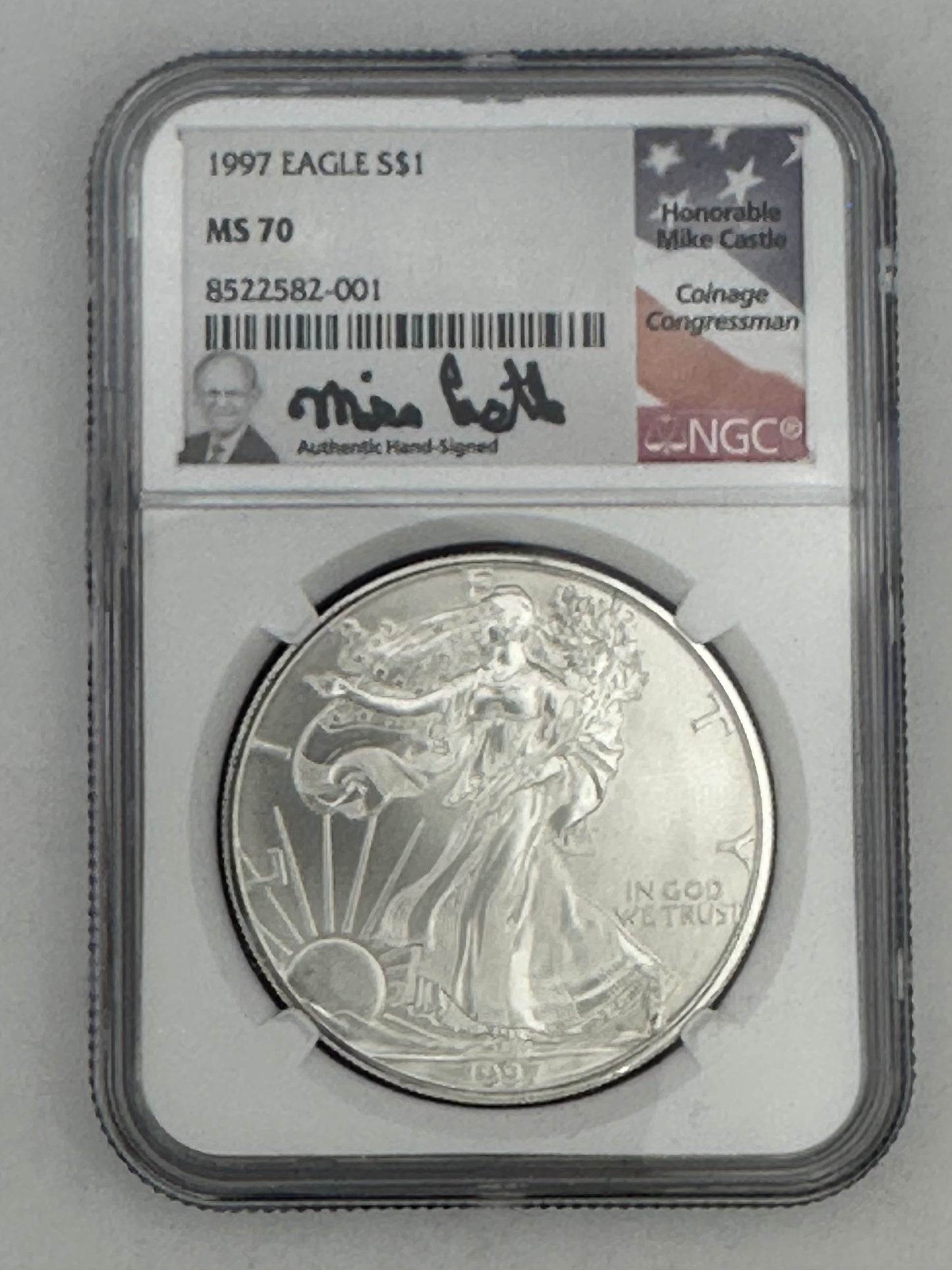 1997 Silver Eagle MS70 – NGC (Mike Castle Signed)