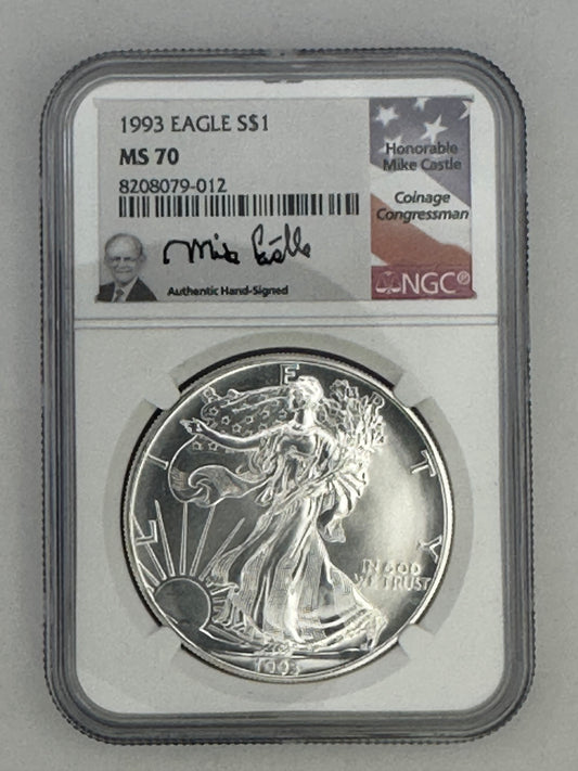 1998 Silver Eagle MS70 – NGC (Mike Castle Signed)