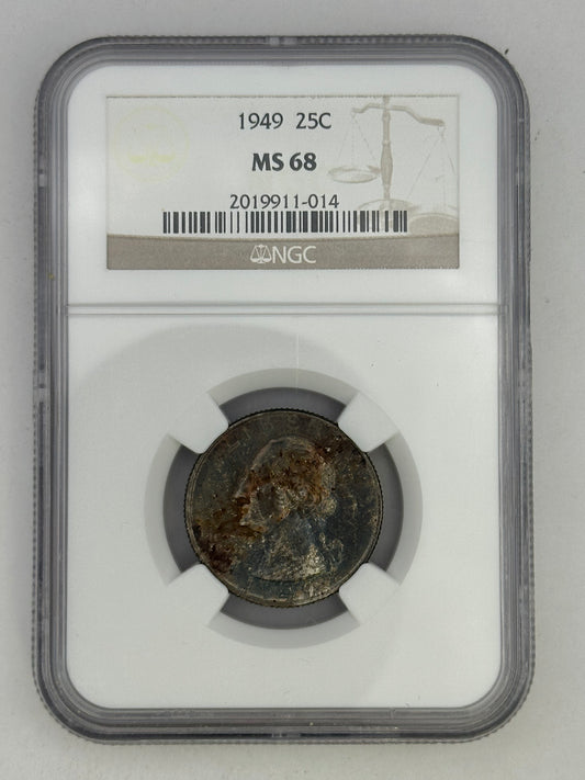 1949 25C MS 68 Dark Toned