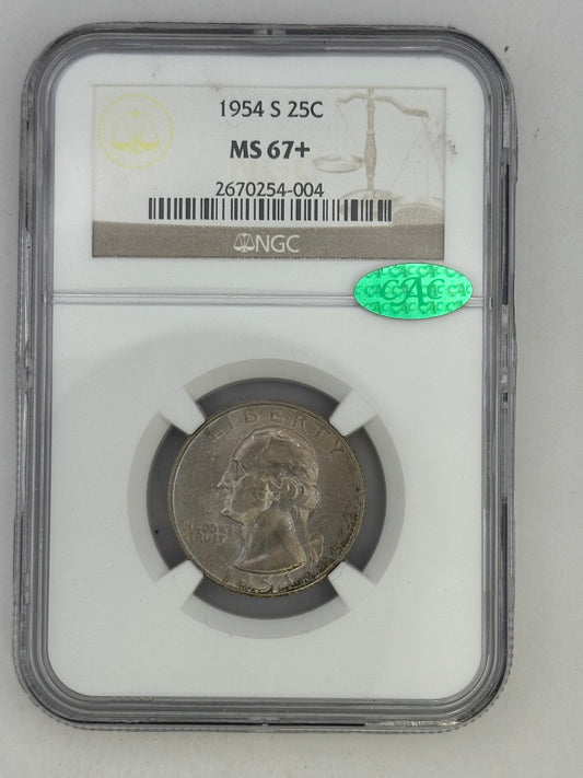 1954 S 25C Washington MS 67+ Plus CAC