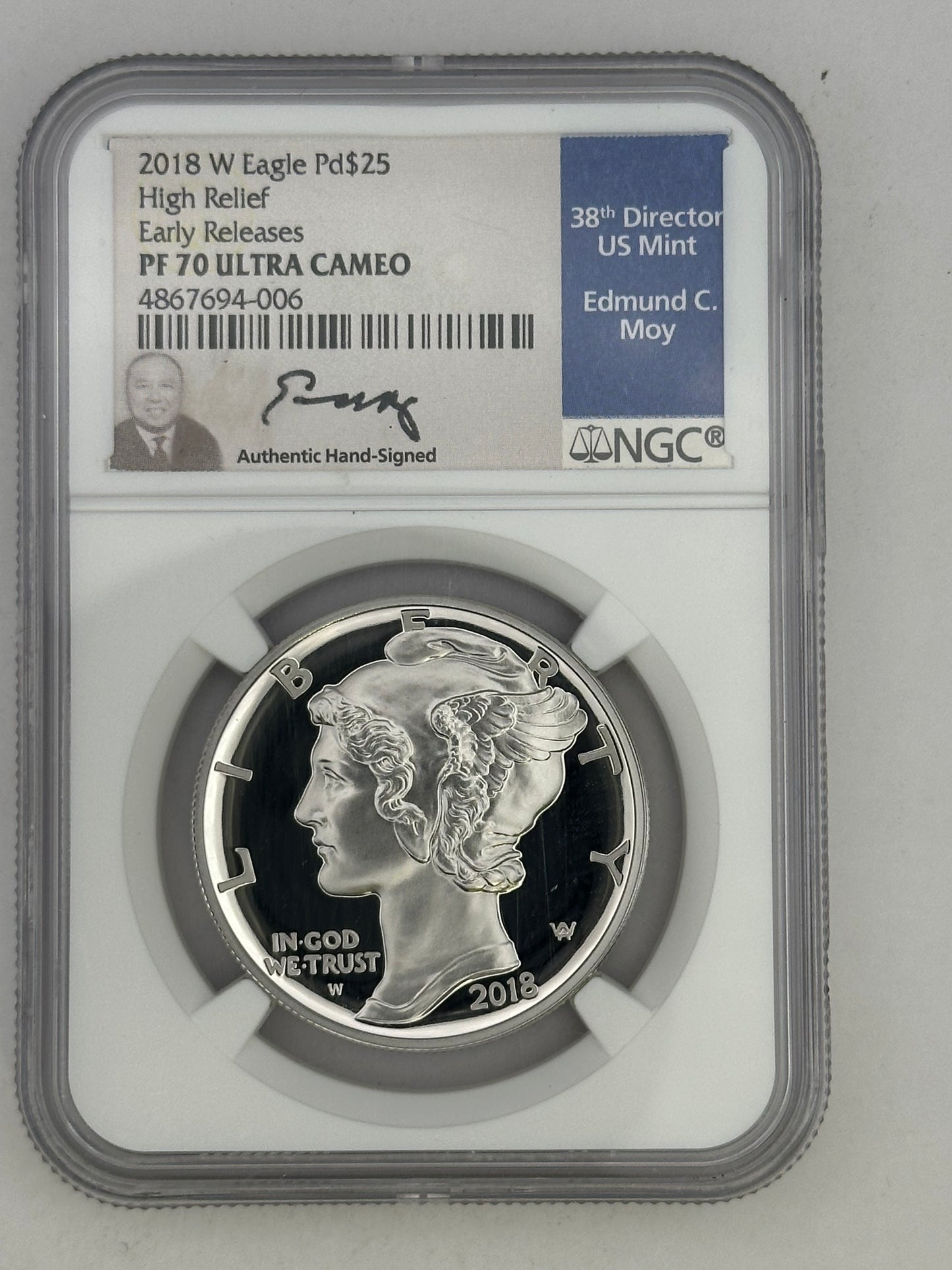2018 W Palladium $25 High Relief Moy Eagle PF 70 Ultra CAM