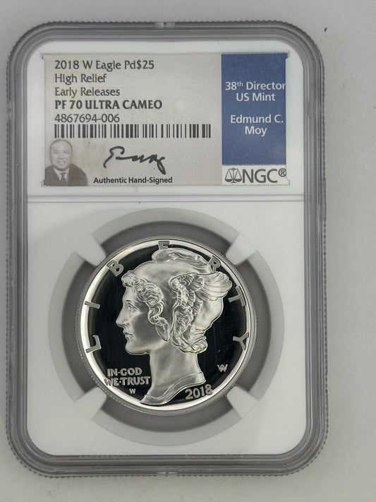 2018 W Palladium $25 High Relief Moy Eagle PF 70 Ultra CAM